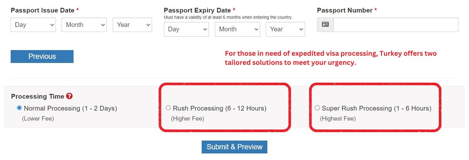 Urgent Turkey Visa Processing